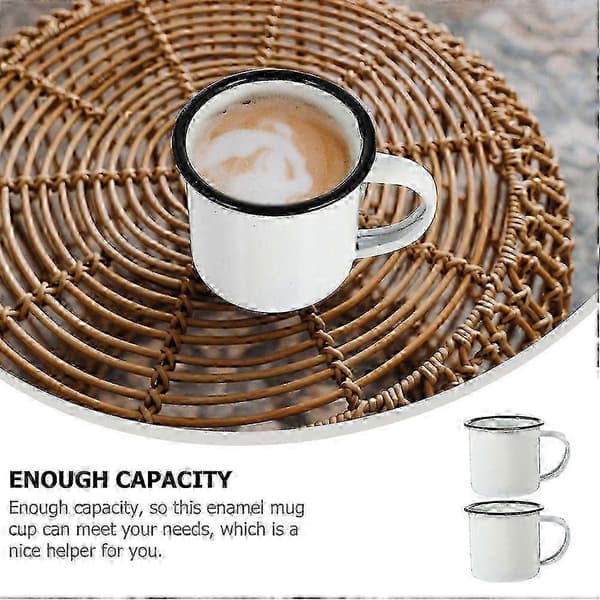 f 2st Emalj Vattenkopp Utomhus Campingmugg Vintage Kaffekoppar Espressomugg
