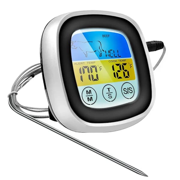 Digital kökstermometer sond färg pekskärm kött BBQ matlagningstermometer biff BBQ termometer timer BBQ termometer köksredskap