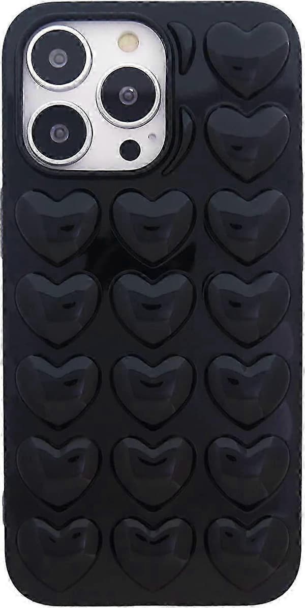 iPhone 13 Mini til kvinder, 3D Pop Bubble Heart Kawaii Gel Cover, sød piget til iPhone13 Mini 5.4 tommer 2021 - sort