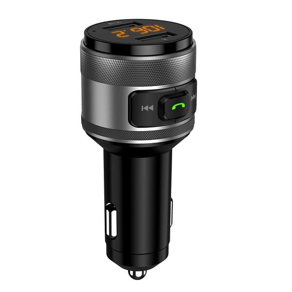 Bluetooth FM-sender, bilradioadapter med 2 USB-ladere og USB-minnepenn, mikrofon, håndfrie samtaler