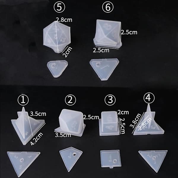 Harpiks terningformer, 6 silikonformer, harpiks terningform, 3D harpiks