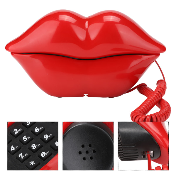 WX 3061 Multifunktionell söt läppform Telefon Skrivbordstelefon Set Röd