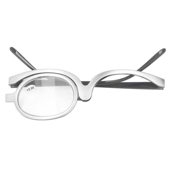 Smink läsglasögon Bärbara förstoringsglasögon med ålderssynthet läsglasögon Uppfällbar Roterande enkel lins +2,00