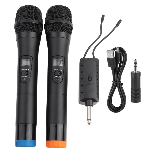 Universal VHF trådlös handhållen mikrofon med mottagare för karaoke/affärsmöte Svart
