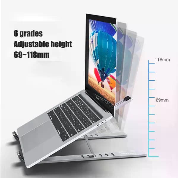 Vikbart laptopställ i aluminium, 11-17,3 tum
