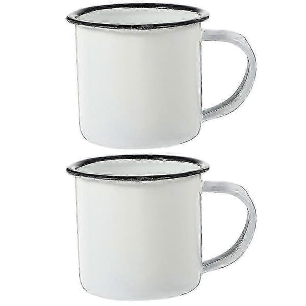 f 2st Emalj Vattenkopp Utomhus Campingmugg Vintage Kaffekoppar Espressomugg