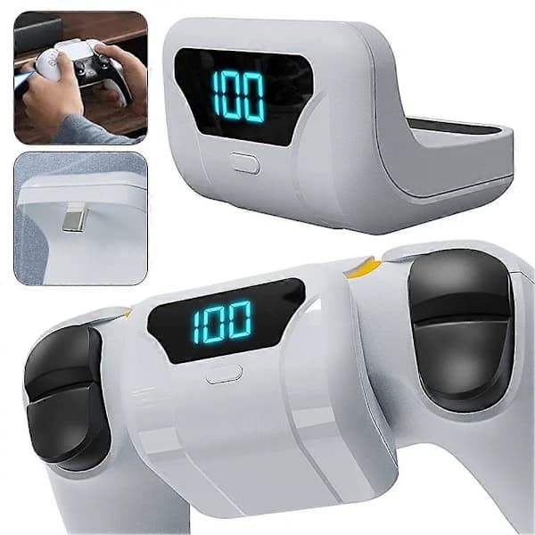 1500mAh genopladeligt batteri til controller med digitalt display, bærbart batteri med bagklips til PS5-controllere, forlænget