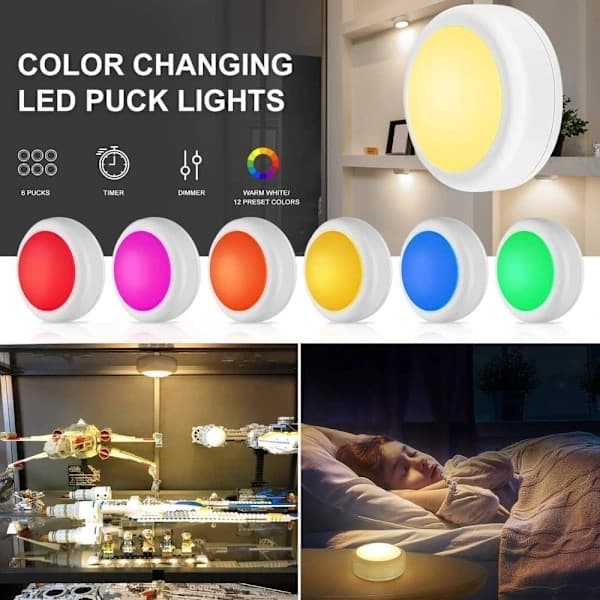 6-pack trådlösa LED-spotlights med fjärrkontroller