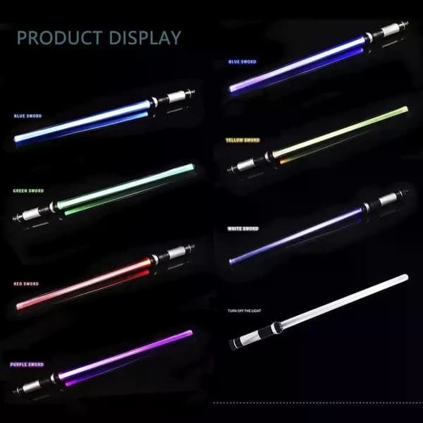 Lysande svärd 2-pack infällbart hopfällbart lasersvärd 2-i-1 LED + ljudeffekt (rörelsesensor) dubbelsidigt lysande svärd