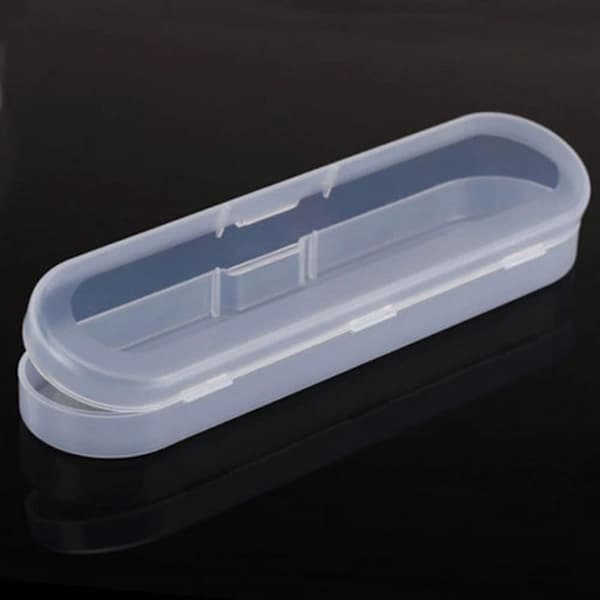 Plastförvaringslåda med lock, transparent, lång, för samlingar