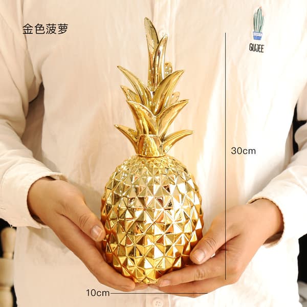 Dekorativ ananas prydnadsföremål, harts (liten, guld)