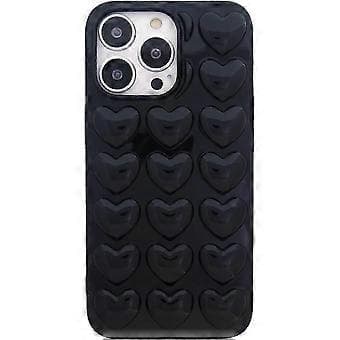 iPhone 13 Mini til kvinder, 3D Pop Bubble Heart Kawaii Gel Cover, sød piget til iPhone13 Mini 5.4 tommer 2021 - sort