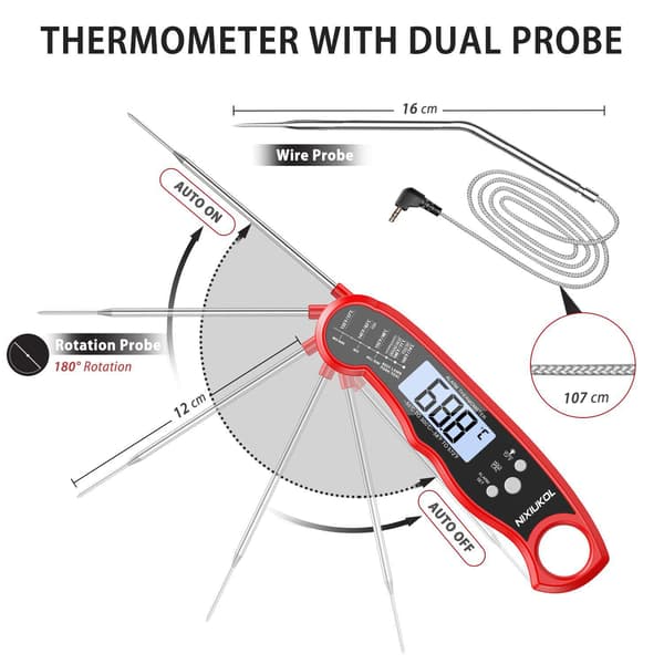 Digital omedelbar kötttermometer, matlagning, mat, grill