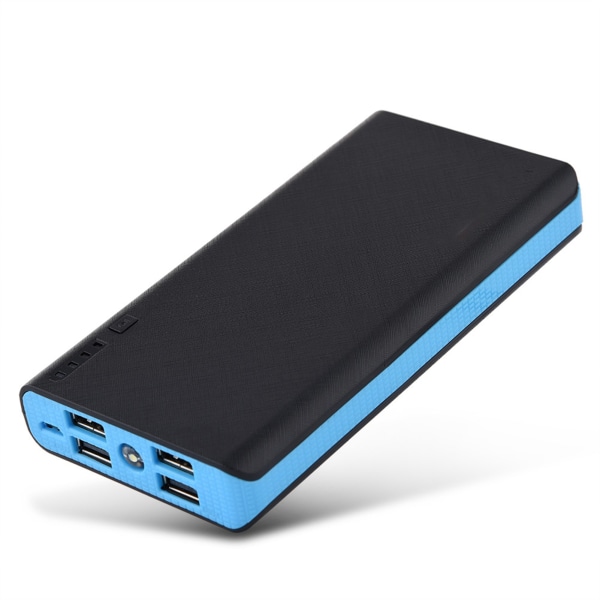 20000mAh Ultra Large Capacity 4 USB utgång Snabbladdning Mobil Power Bank- case DIY Kit Blå
