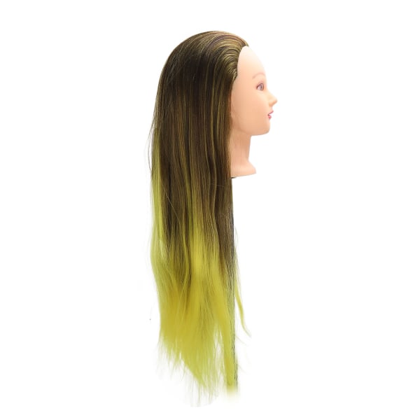 Simulering av hårflätningshuvud Kompakt frisörskyltdockahuvud med bläckgult hår för frisören