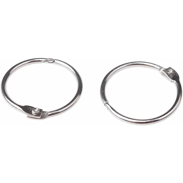 20 stk. bogringe i metal, løsbladbindere bogringe 25 mm indvendig diameter nøgleringe (sølv)