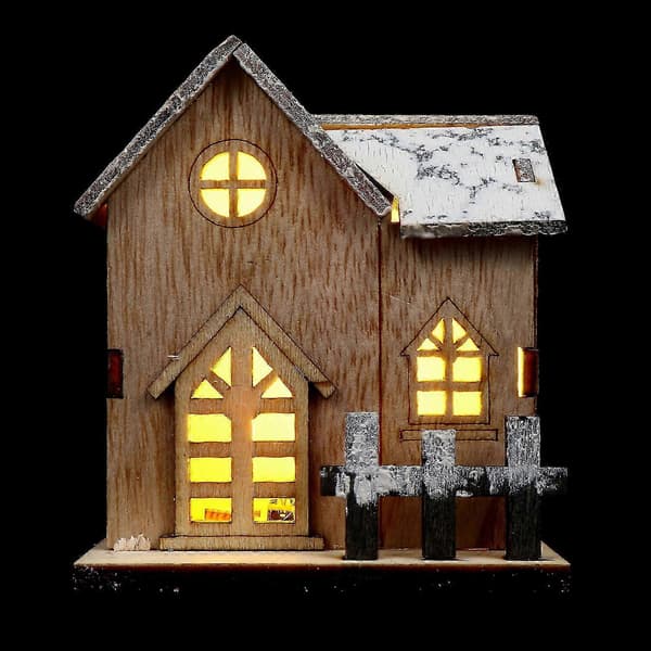 LED-stuga prydnad köpcentrum display heminredning trä blandade färger ljusemitterande 1-pack