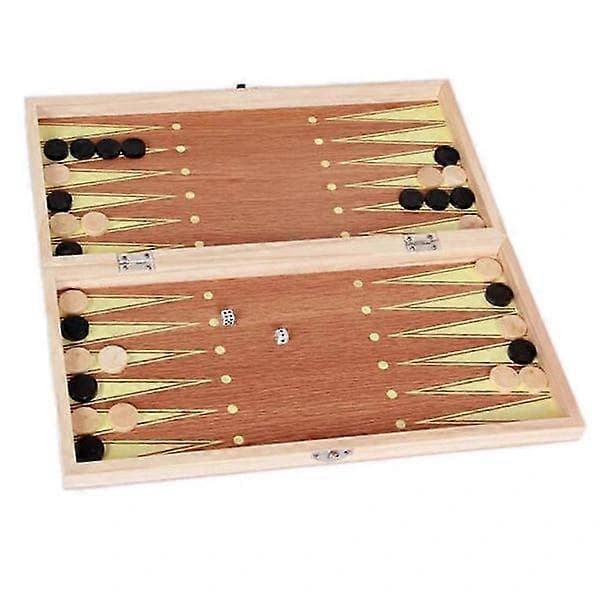 Vikbart schackbräde i trä, handgjort resespel backgammon