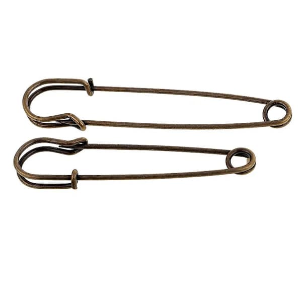 7x3 stk. Sikkerhedsnåle i rustfrit stål, kraftige, til tæpper, nederdele, bronze, 3 stk.