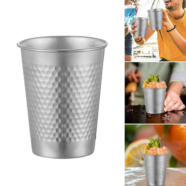 Set med 4 dricksglas i rostfritt stål, perfekta för hem- och utomhusaktiviteter