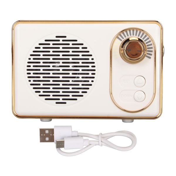 Retro Bluetooth 5.0 Högtalare Vintage Mini Bluetooth -högtalare Minneskort AUX USB Uppladdningsbar MP3-spelare för Camping Party Present Vit