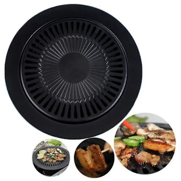 Rund koreansk BBQ-jernpande, non-stick, sæt med stativ