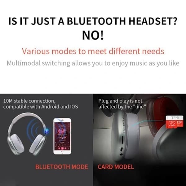 P9 Max Bluetooth-hodetelefoner Trådløse Vanntette Stereo Gaming Headset - Grønn