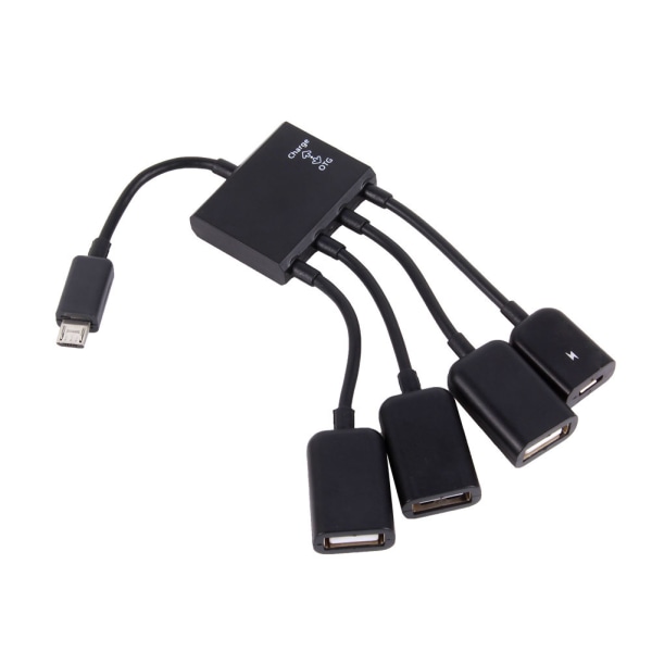 4-portars Micro USB Host OTG Hub Adapter Kabel för Android Tablet Smartphone