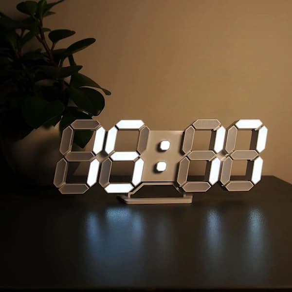 LED Digital Väckarklocka 3D Dimbar Snooze Modern Tyst Väckarklocka