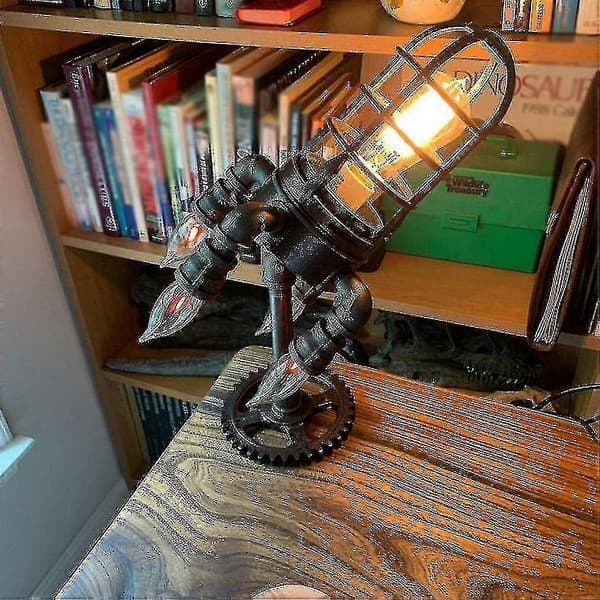 Steampunk raketlampa med glödlampa bordslampa steampunk-stil retro barnpresent