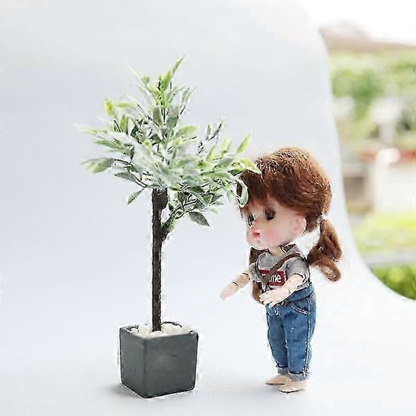 Mini Plante Miniature Potteplanter Bonsai Dekoration Egnet 1:6 1:8 1:12 Tilbehør, Sort
