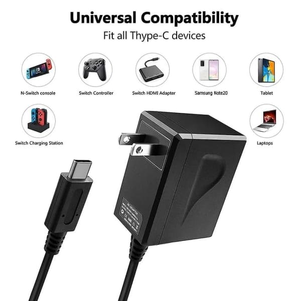 AC-adapteroplader til Nintendo Switch-oplader 15v 2.6a Hurtig opladning til Nintend Switch Dock/Controller Understøtter TV-tilstand Oplader