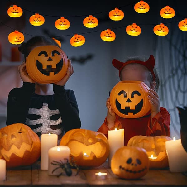 Halloweenpynt Udendørs, 5M 30LED Græskar Halloween Lys Dekoration