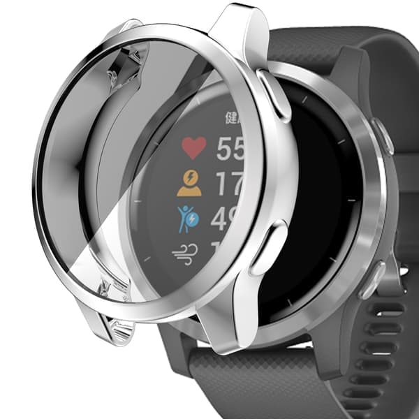 Kellon kuori Garmin Venu2/vivoactive4 45mm näytönsuoja hopea