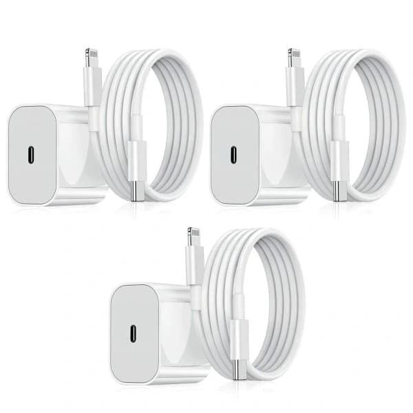 3-pack - Kompatibel med iPhone-laddare - Snabbladdare - Adapter + 2-meters datakabel 20W Lightning Vit 3-pack iPhone 3-pack 3-Pack 3-Pack 3-Pa