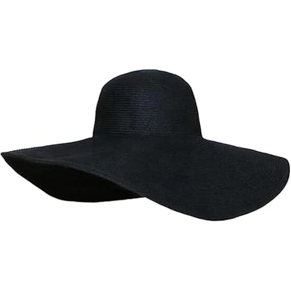 Dame Floppy Solhat med Bred Skygge UPF 50 Sommerhat Sammenfoldelig Roll Up Floppy Strandhat Solhat Stråhat Sort