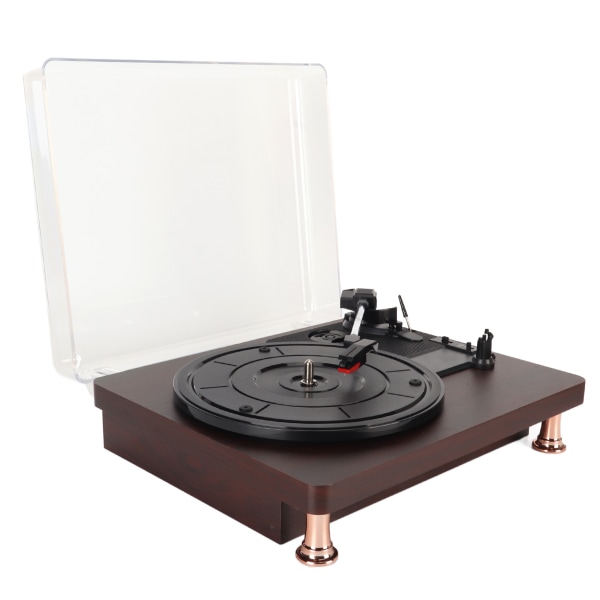 Vinylskivspelare 3 hastigheter inbyggd stereohögtalare Vintage skivspelare fonograf med cover för hemmet 100‑240V