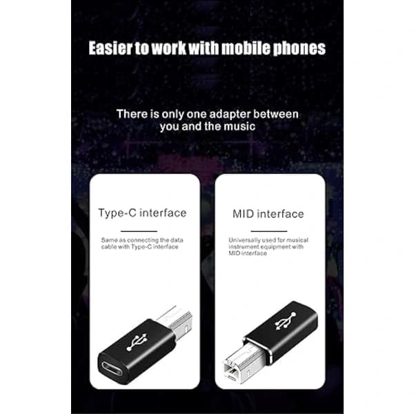 USB C til USB B-adapter (2-pak), kompatibel med printere, MIDI,