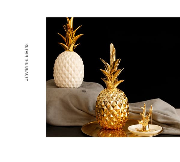 Dekorativ ananas-pynt, harpiks (liten, gull)