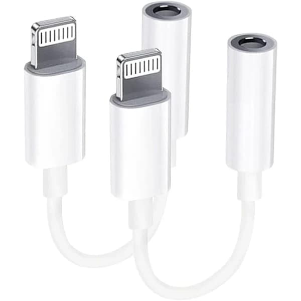 2x Lightning til 3,5 mm hovedtelefonadapter Hvid Hvid one size