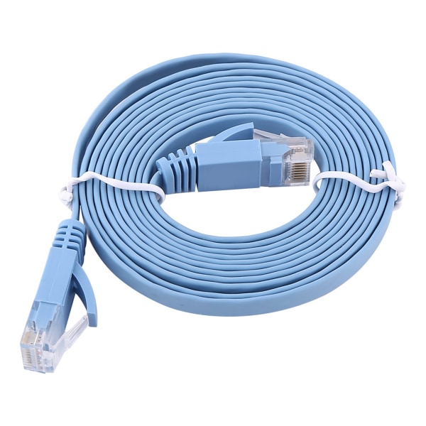 RJ45 CAT6 Ethernet Nätverk Platt LAN-kabel UTP Patch Routerkablar 1000M Blå 2meter