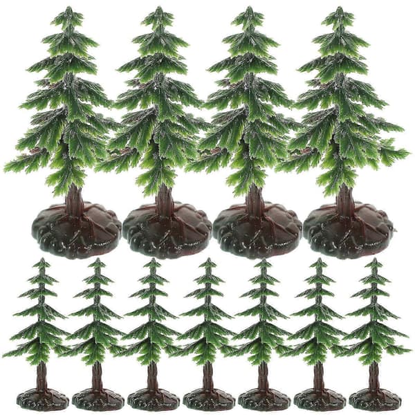 Mini Trefigur for Kontordekorasjon Borddekor Grønt PVC-materiale Dekorasjon 20 stk