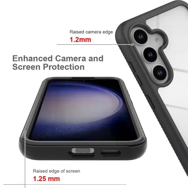 Samsung S24 Stødsikkert Klart Hybrid Cover - Sort