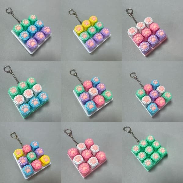 Katteklo Nøglering 9 Taster Tastatur Dekompression Legetøj DIY Tastatur A3