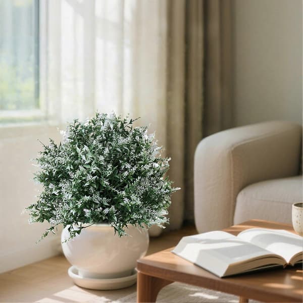 Kunstig lavendel topiarykugle – med spyd – UV-resistent kunstig busk til veranda og have
