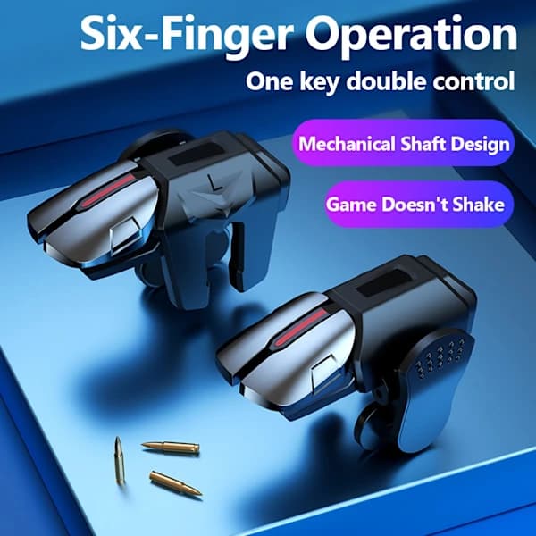G21 Mobiltelefon Spiludløser Gamepad Joystick 6-finger Aim Shooting L1 R1 Knap til Telefon Android til PUBG Spilcontroller dactylotheca