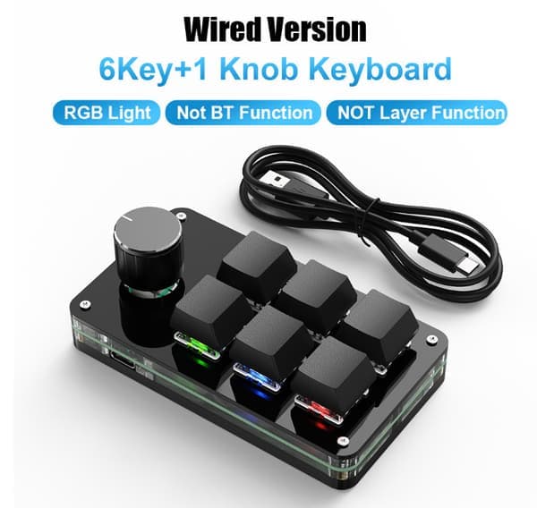 Mini makro mekanisk gamingtastatur, 6-tasters USB-computertastatur til én hånd