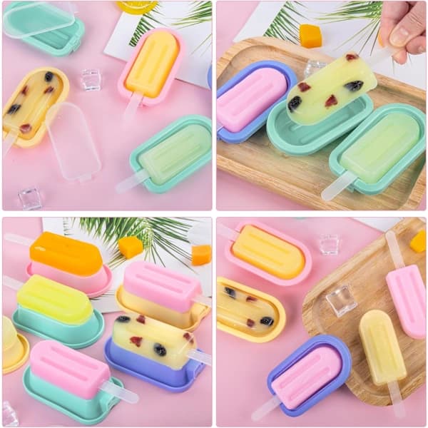 12 Glassformar Silikon Popsicle Formar Cakesicles Silikonform med Silikonlock och 12 Popsiclepinnar för DIY Dessert och Popsicles