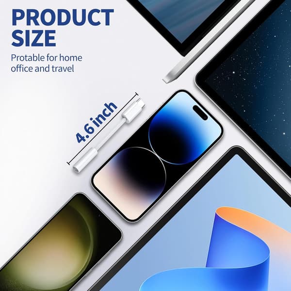 USB Type C til 3,5 mm hovedtelefonstik-adapter (2-pak), USB C til Aux lyd-dongle-kabel til iPhone 17 Pro Max/17 Pro, 16/15 Pro Max, 16/15 Pro, iPad