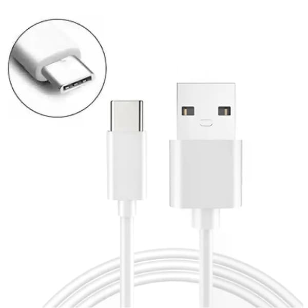 Snabbladdningskabel 1m – USB-A för laddning och dataöverföring, vit